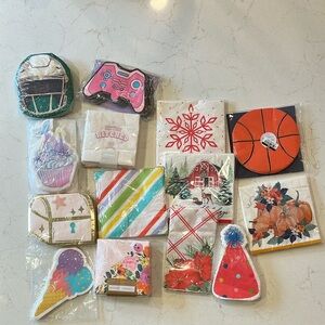 Lot of 14 Festive Napkins - Multicolor